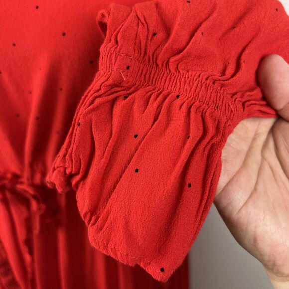 & Other Stories Paris Atelier Dress Women 8 Red Polka Dot Long Sleeve Casual - Picture 10 of 13